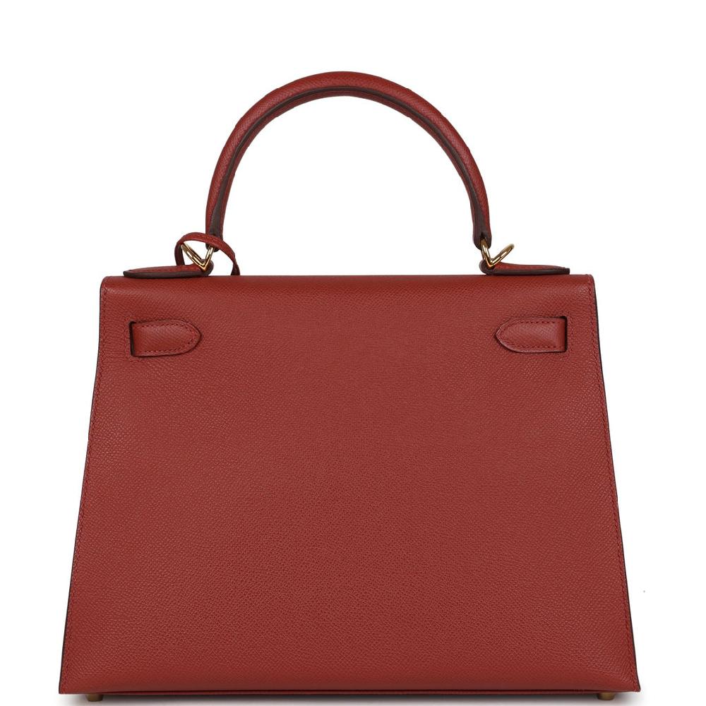 Pre-owned Hermes Kelly Sellier 28 Rouge Venitien Epsom Gold Hardware