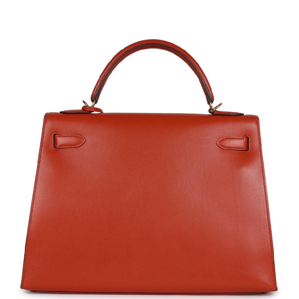 Pre-owned Hermes Kelly Sellier 32 Terre Battue Tadelakt Gold Hardware