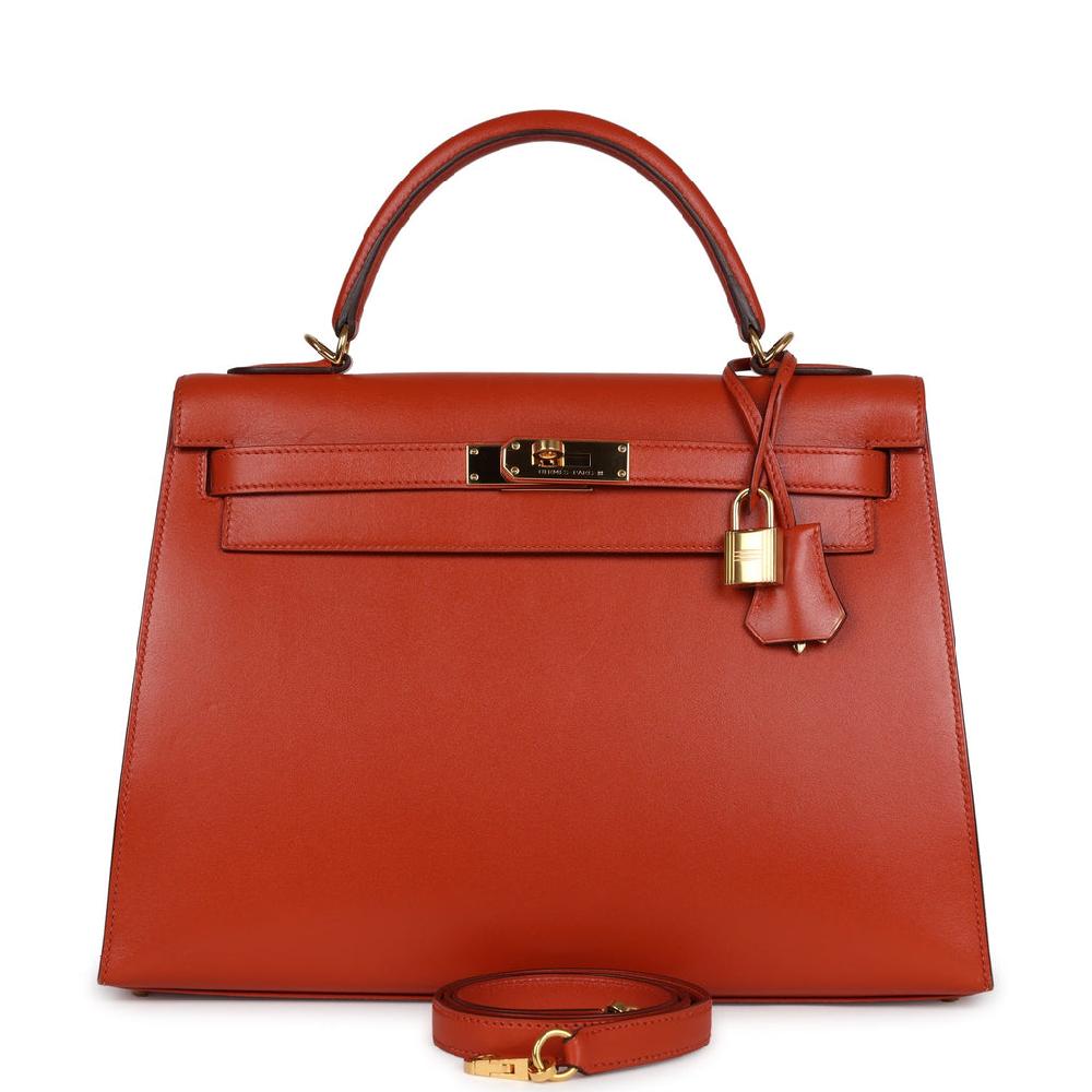 Pre-owned Hermes Kelly Sellier 32 Terre Battue Tadelakt Gold Hardware