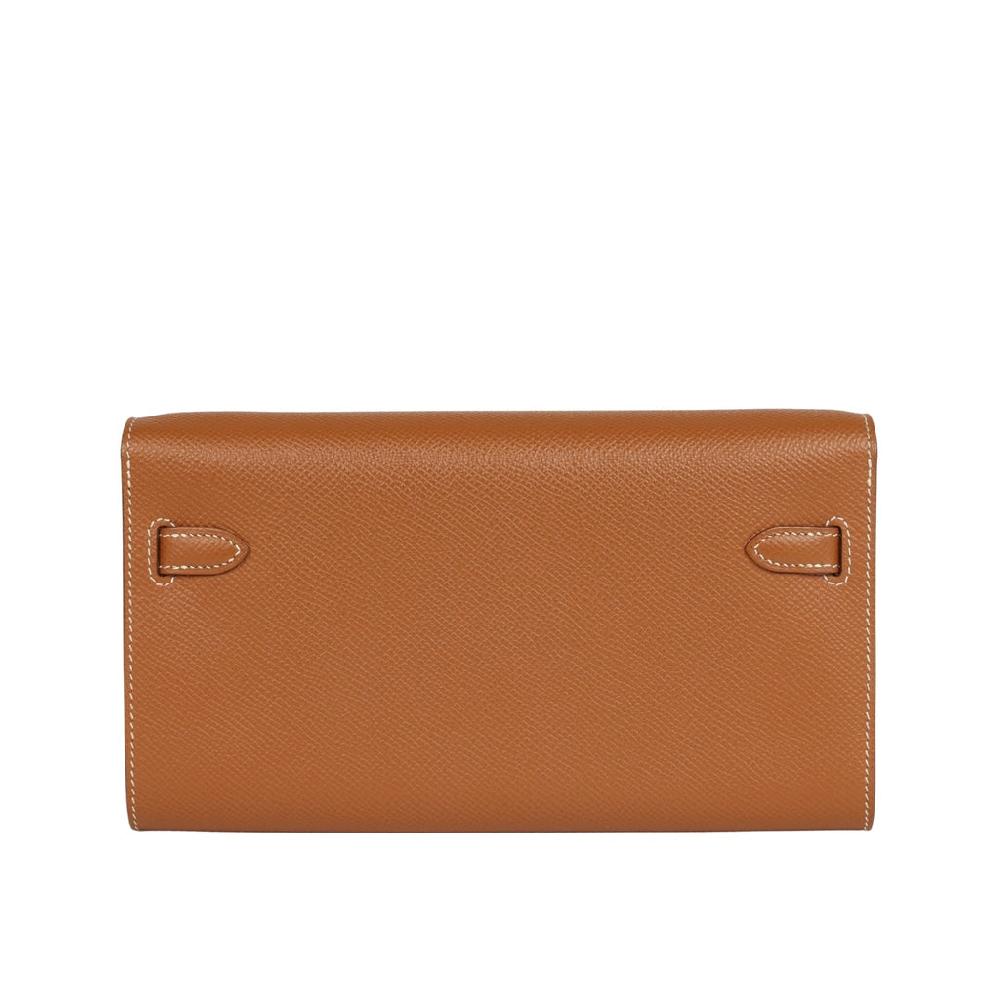 Pre-owned Hermes Kelly Wallet To Go Gold Epsom Gold Hardware