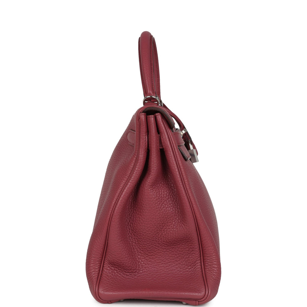 Pre-owned Hermes Retourne Kelly 35 Bois De Rose Clemence Palladium Hardware