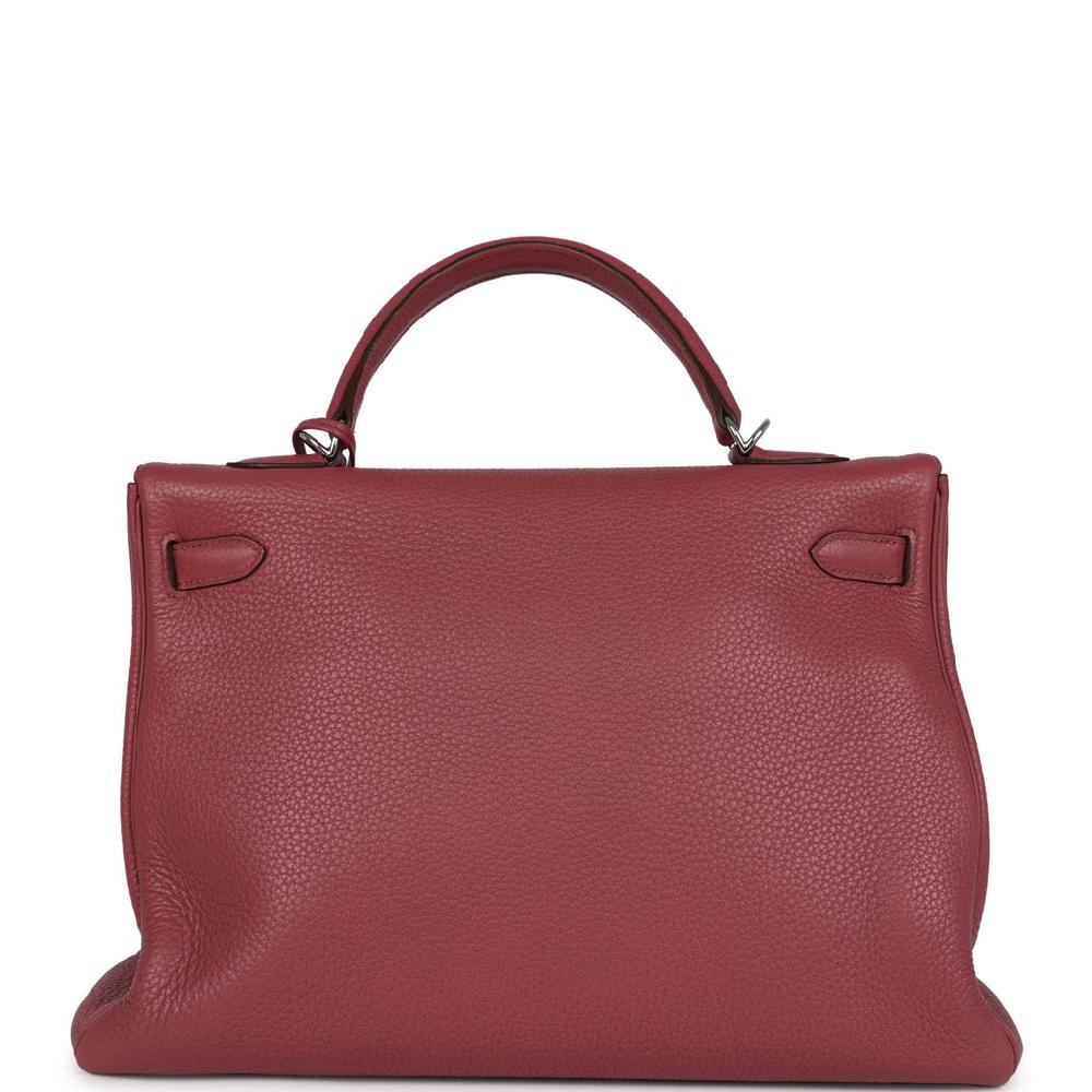Pre-owned Hermes Retourne Kelly 35 Bois De Rose Clemence Palladium Hardware