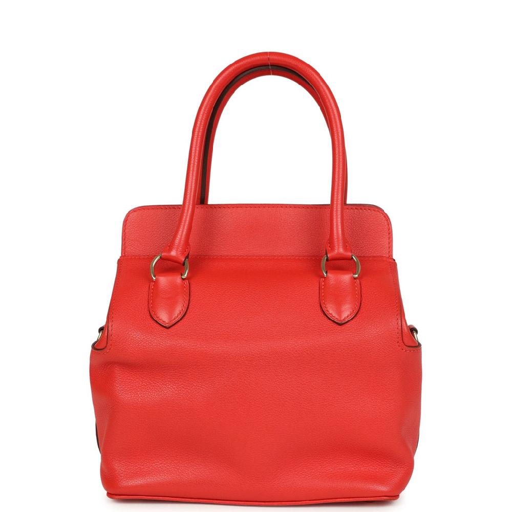 Pre-owned Hermes Sac Toolbox 20 Rouge Tomate Evercolor Gold Hardware