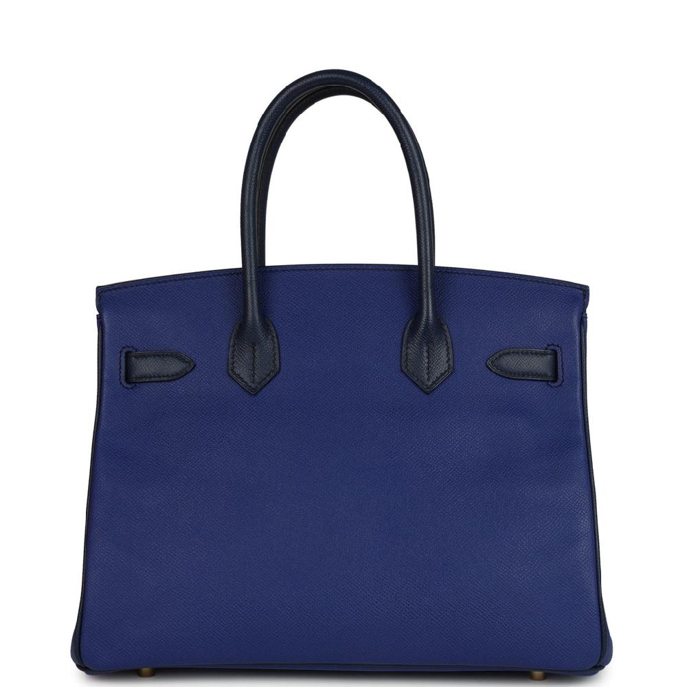 Pre-owned Hermes Special Order (HSS) Birkin 30 Bleu Electric And Bleu Saphir Epsom Brushed Gold Hardware