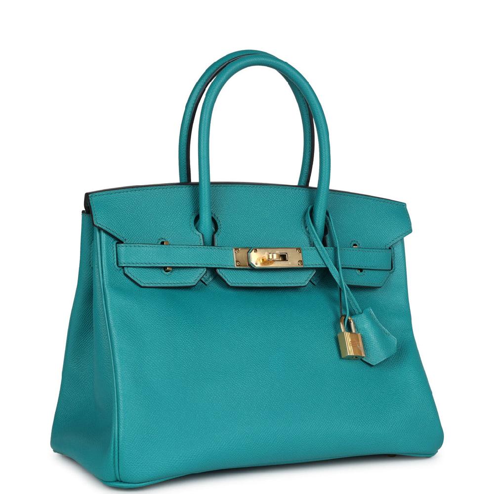 Pre-owned Hermes Special Order (HSS) Birkin 30 Bleu Paon Epsom Gold Hardware