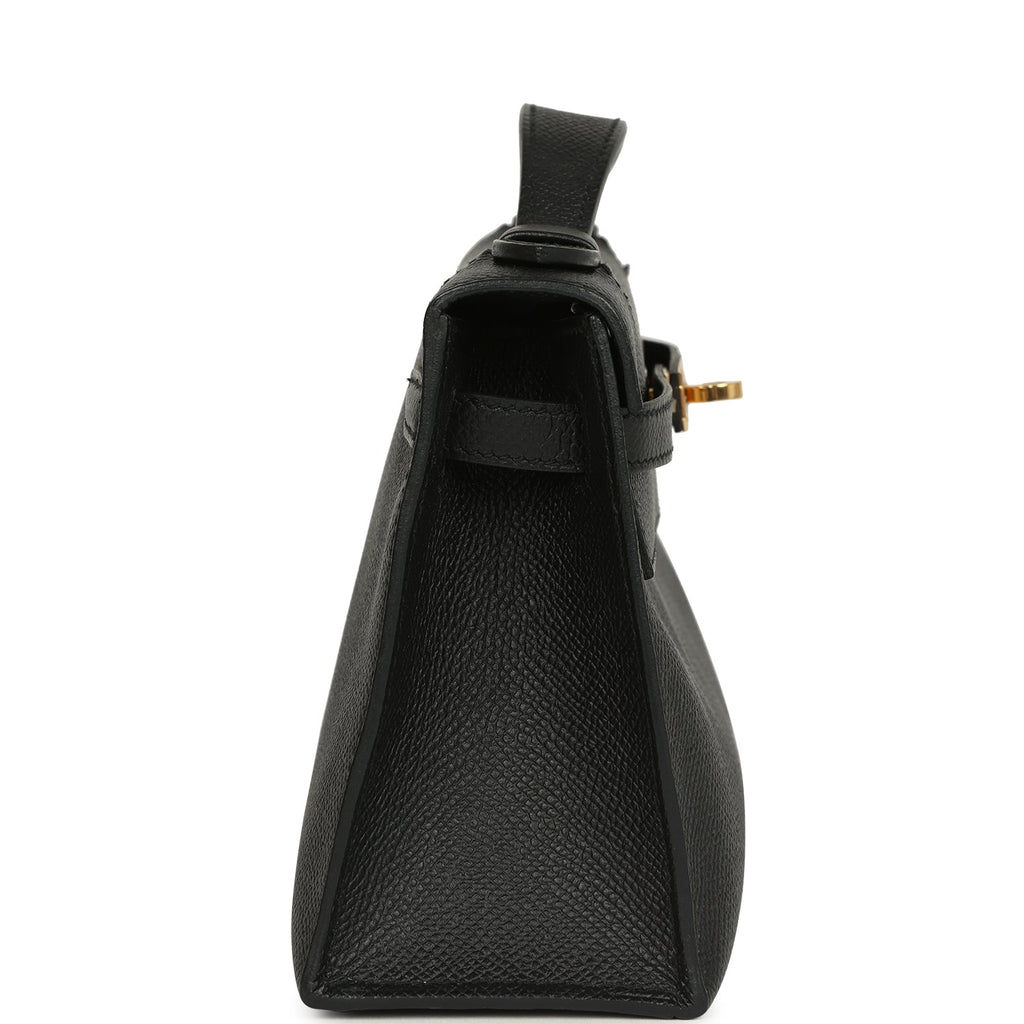 Pre-owned Hermes Special Order (HSS) Kelly Pochette Black Epsom Gold Hardware