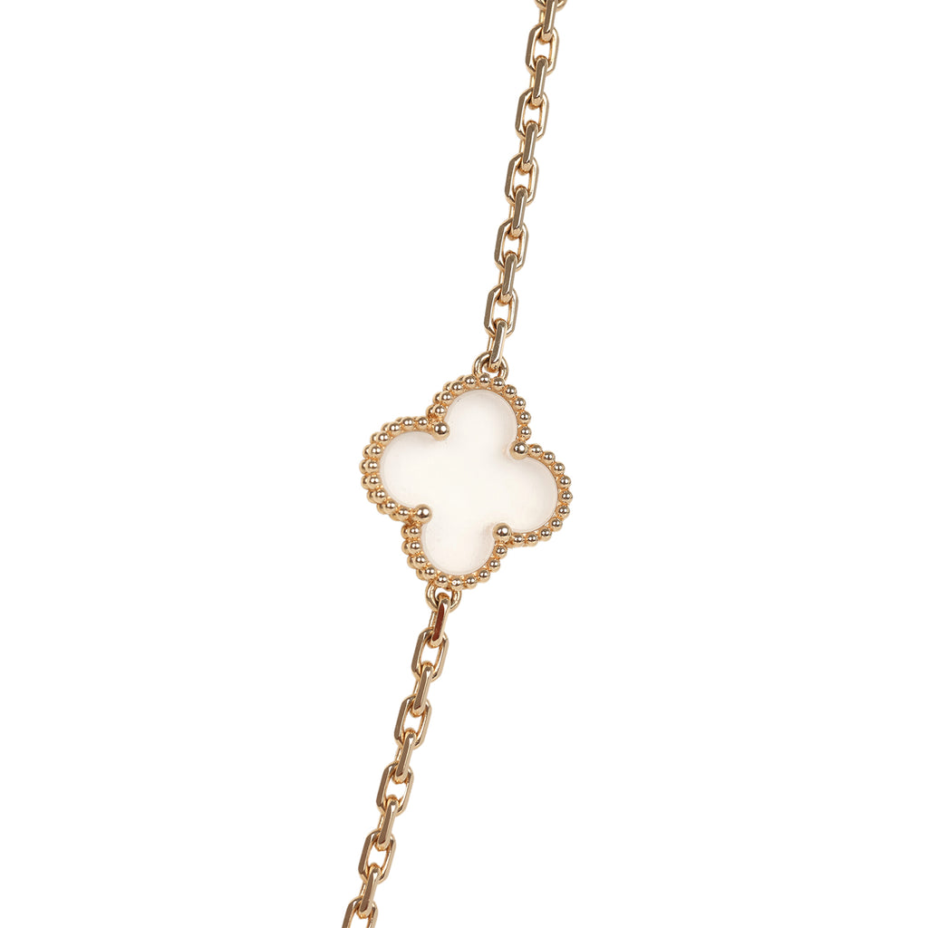 Pre-owned Van Cleef & Arpels Vintage Alhambra Clear Rock Candy Crystal 20 Motif Necklace 18K Yellow Gold