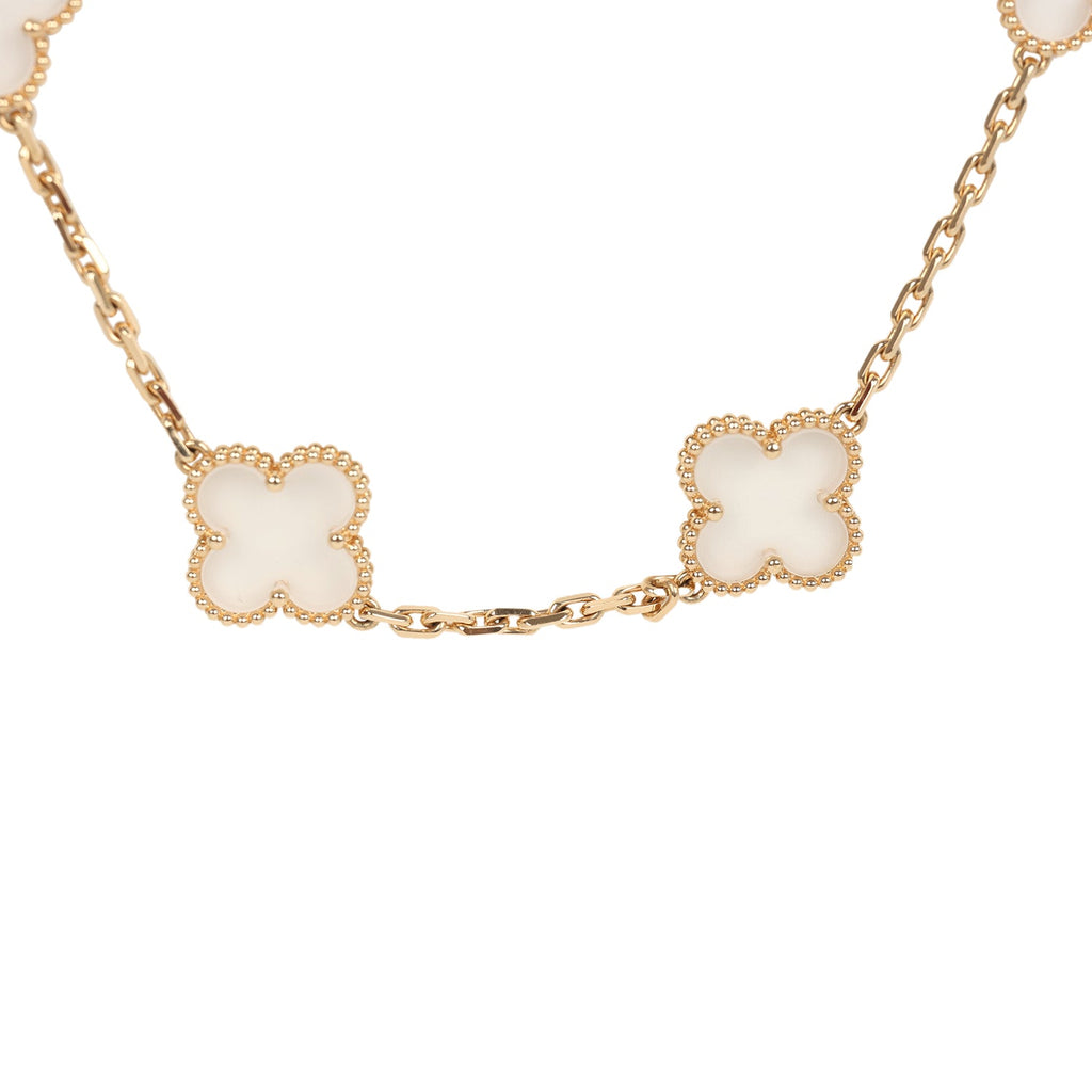 Pre-owned Van Cleef & Arpels Vintage Alhambra Clear Rock Candy Crystal 20 Motif Necklace 18K Yellow Gold