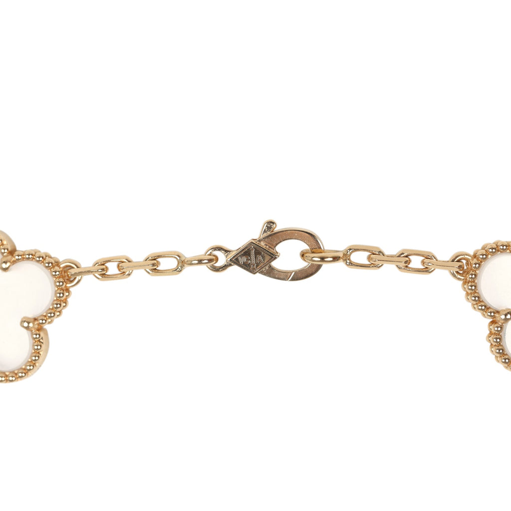 Pre-owned Van Cleef & Arpels Vintage Alhambra Clear Rock Candy Crystal 20 Motif Necklace 18K Yellow Gold