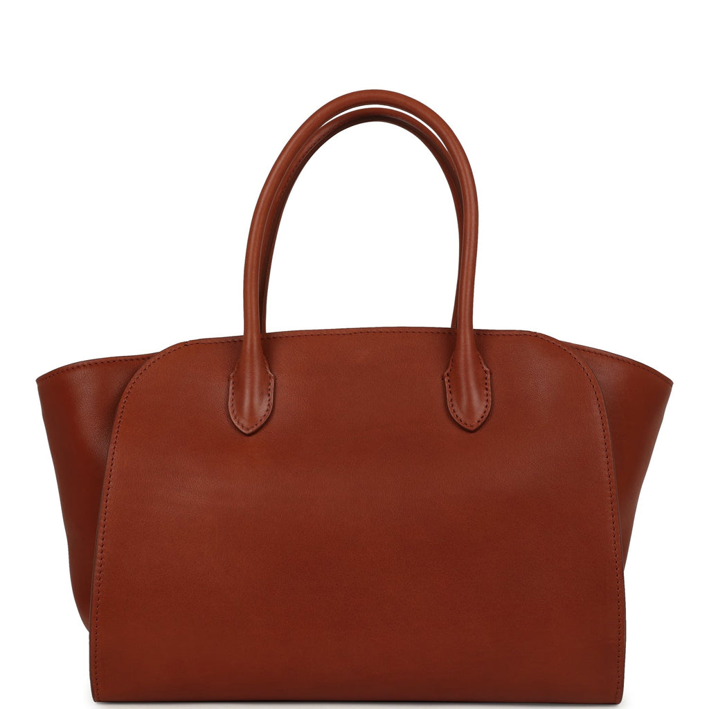 The Row Marlo 12 Tote Bag Acero Polished Saddle Silver Hardware