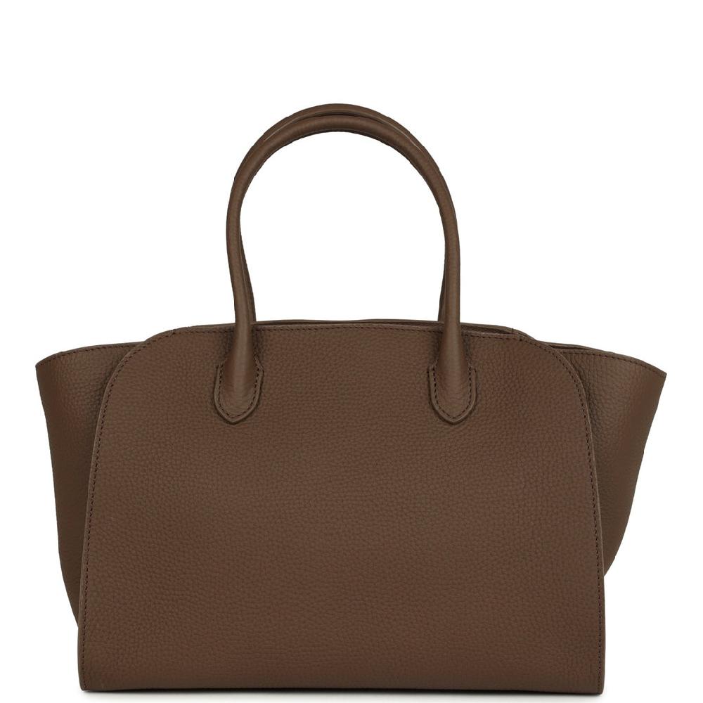 The Row Marlo 12 Tote Bag Dark Olive Calfskin Silver Hardware