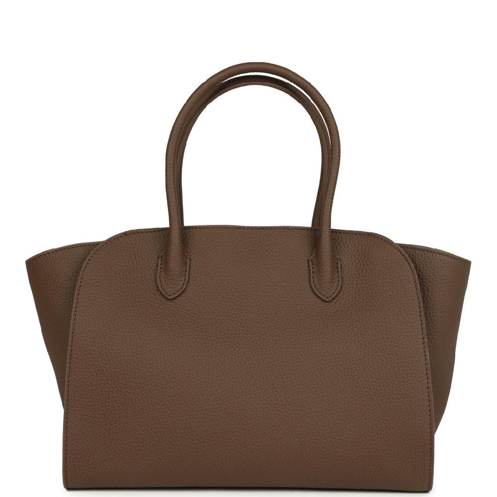 The Row Marlo 12 Tote Bag Dark Olive Calfskin Silver Hardware