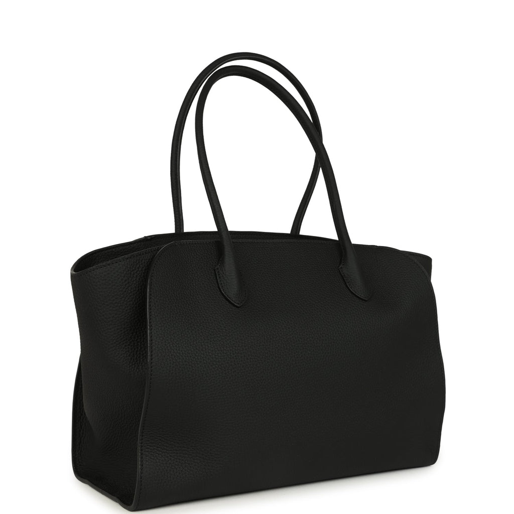 The Row Marlo 14 Tote Bag Black Calfskin Silver Hardware