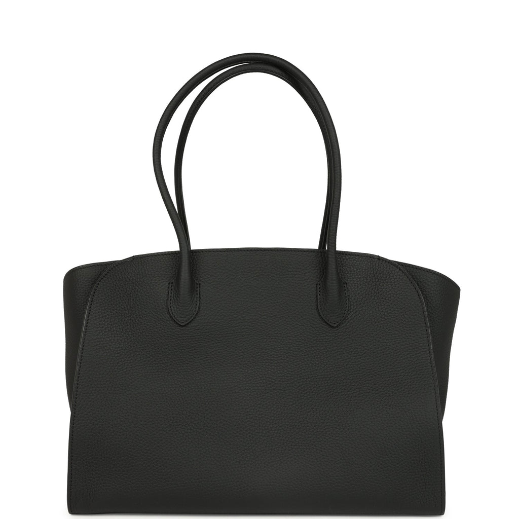 The Row Marlo 14 Tote Bag Black Calfskin Silver Hardware