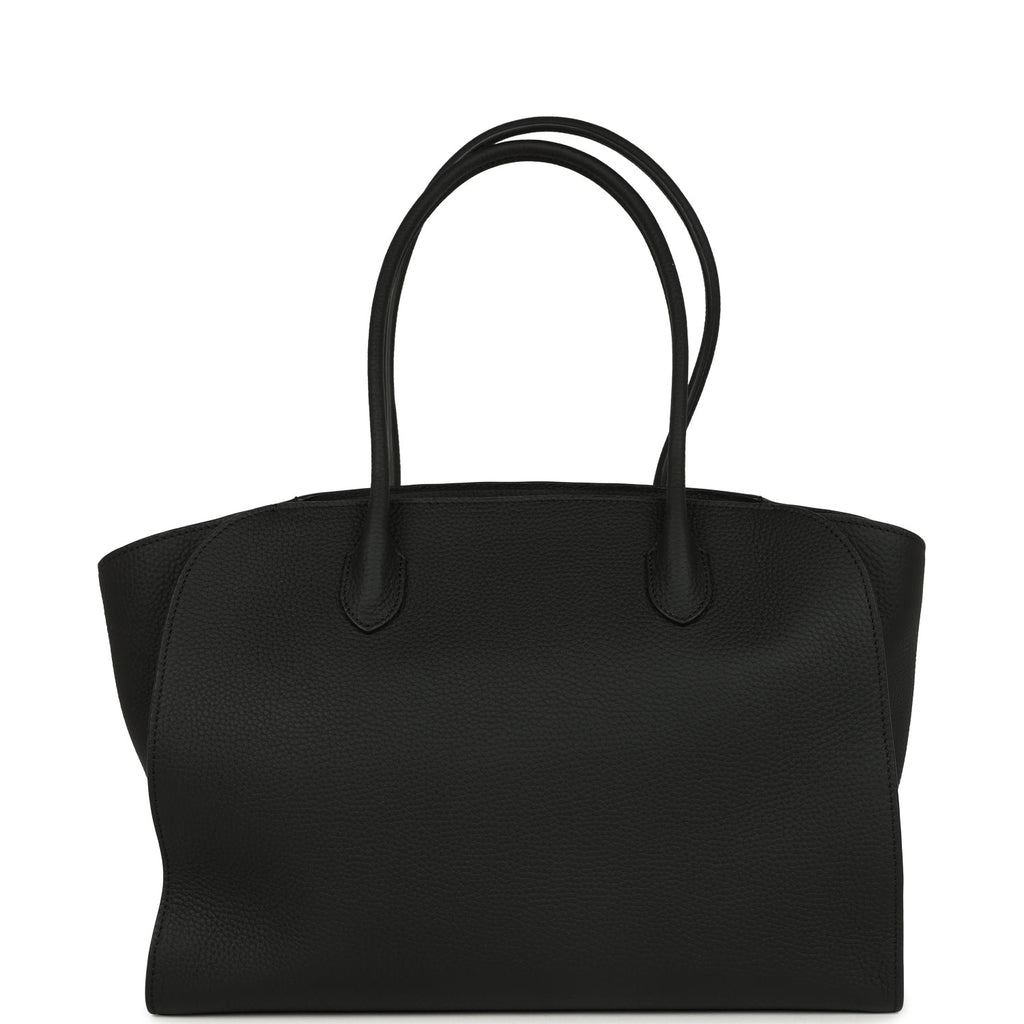 The Row Marlo 14 Tote Bag Black Calfskin Silver Hardware