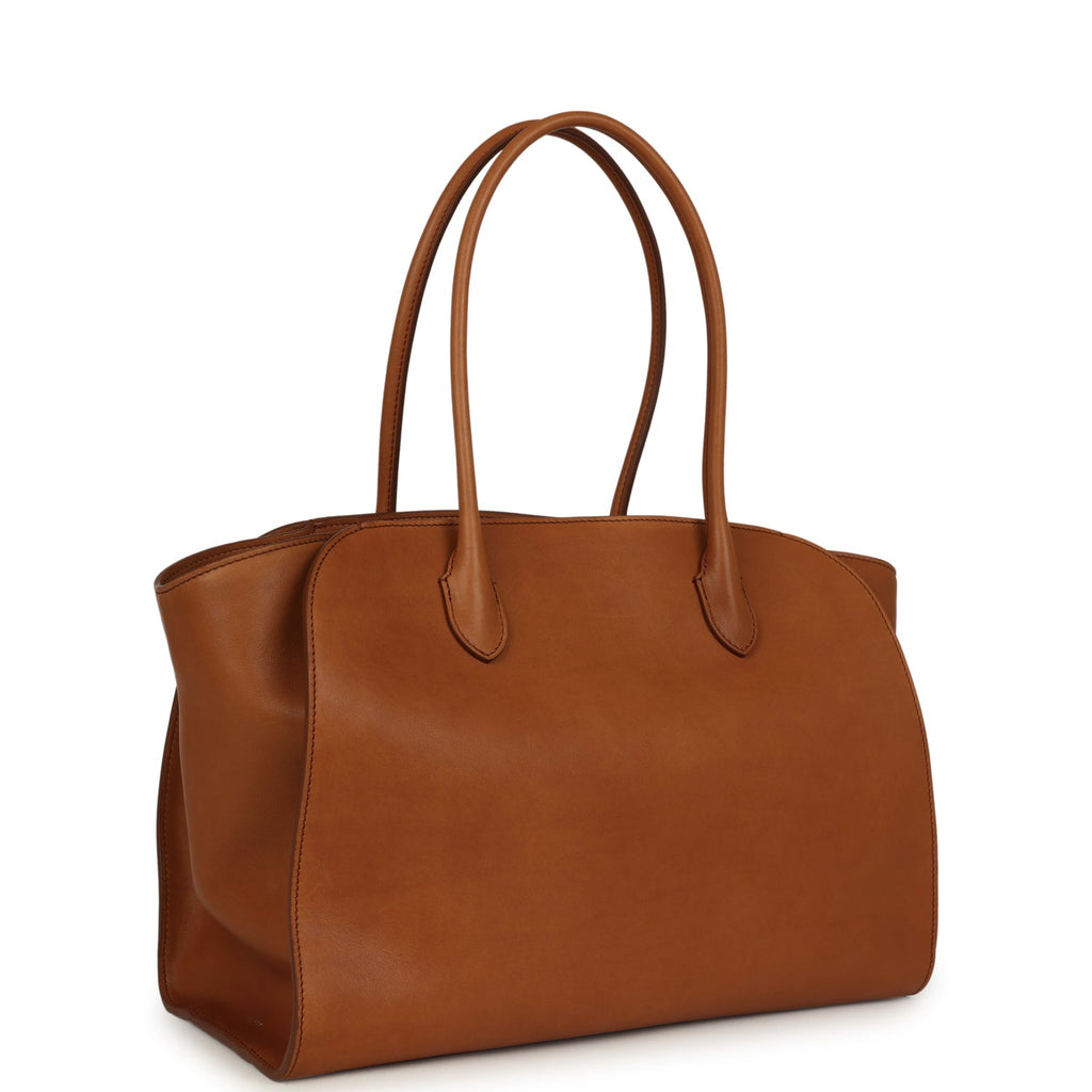 The Row Marlo 14 Tote Bag Cuir Polished Saddle Silver Hardware