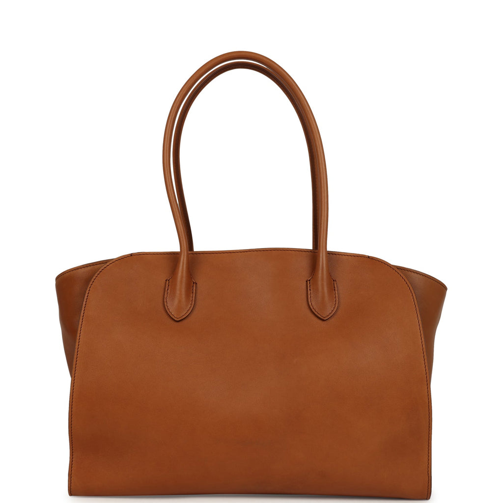 The Row Marlo 14 Tote Bag Cuir Polished Saddle Silver Hardware