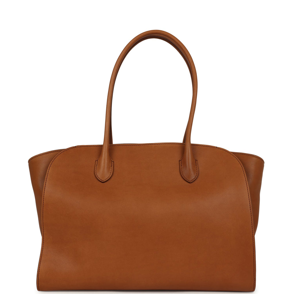 The Row Marlo 14 Tote Bag Cuir Polished Saddle Silver Hardware