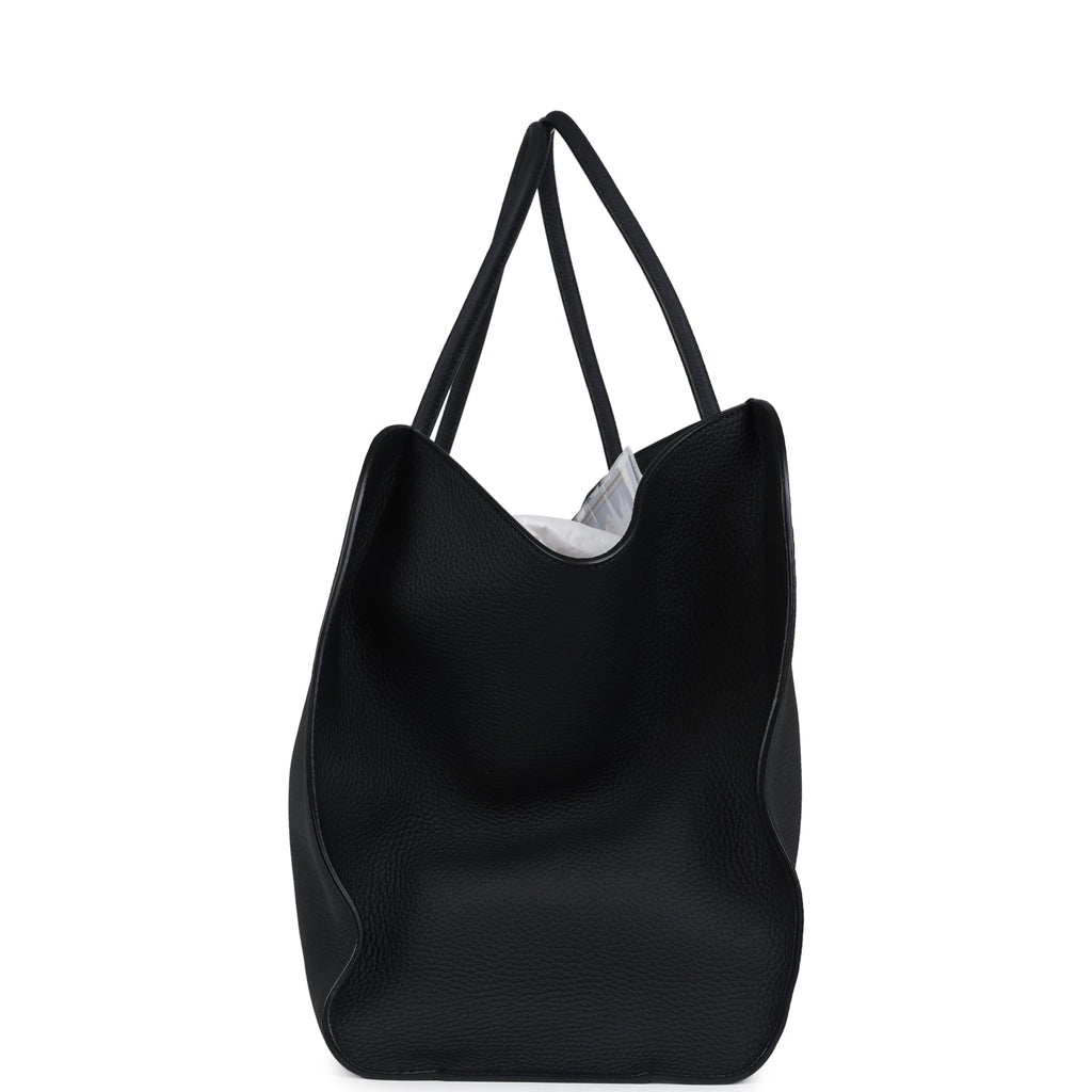 The Row Marlo Tote Bag Black Calfskin Leather Silver Hardware