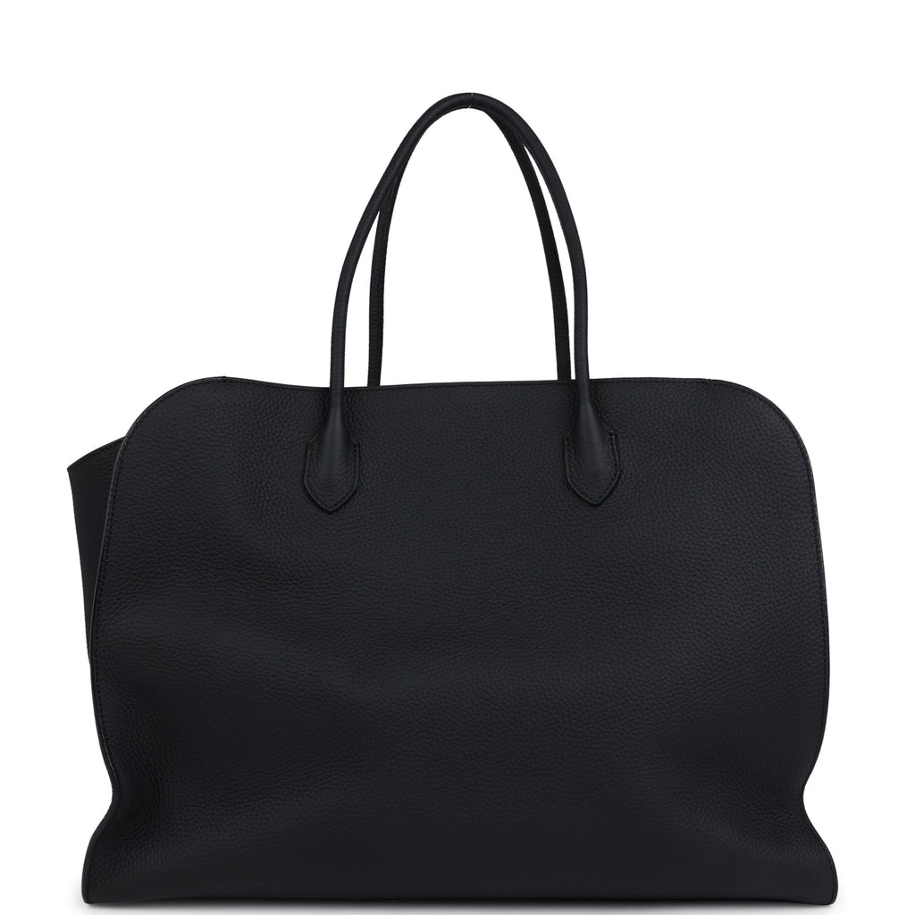 The Row Marlo Tote Bag Black Calfskin Leather Silver Hardware