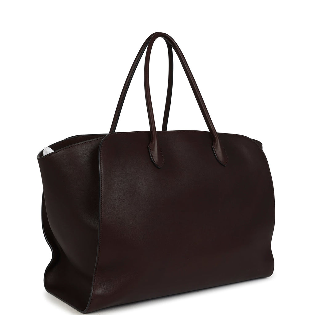 The Row Marlo Tote Bag Chestnut Saddle Leather Silver Hardware