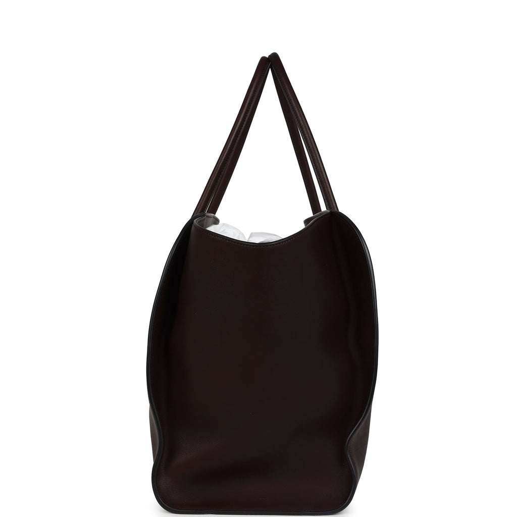 The Row Marlo Tote Bag Chestnut Saddle Leather Silver Hardware