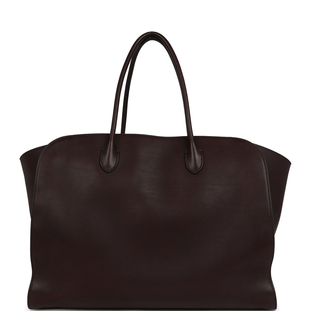 The Row Marlo Tote Bag Chestnut Saddle Leather Silver Hardware