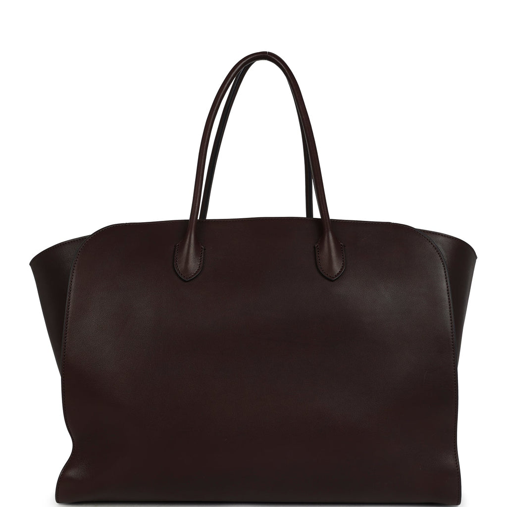 The Row Marlo Tote Bag Chestnut Saddle Leather Silver Hardware