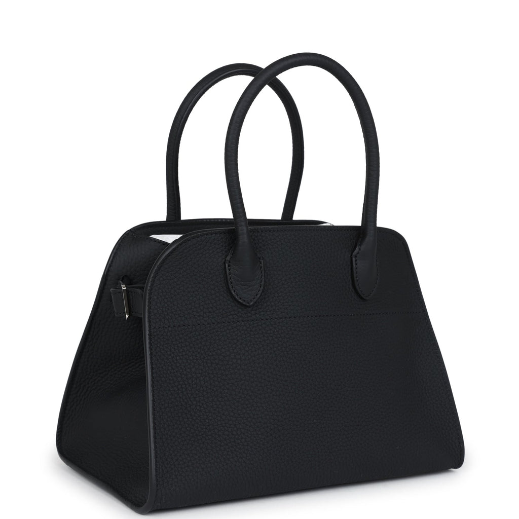 The Row Soft Margaux 10 Bag Black Calfskin Silver Hardware