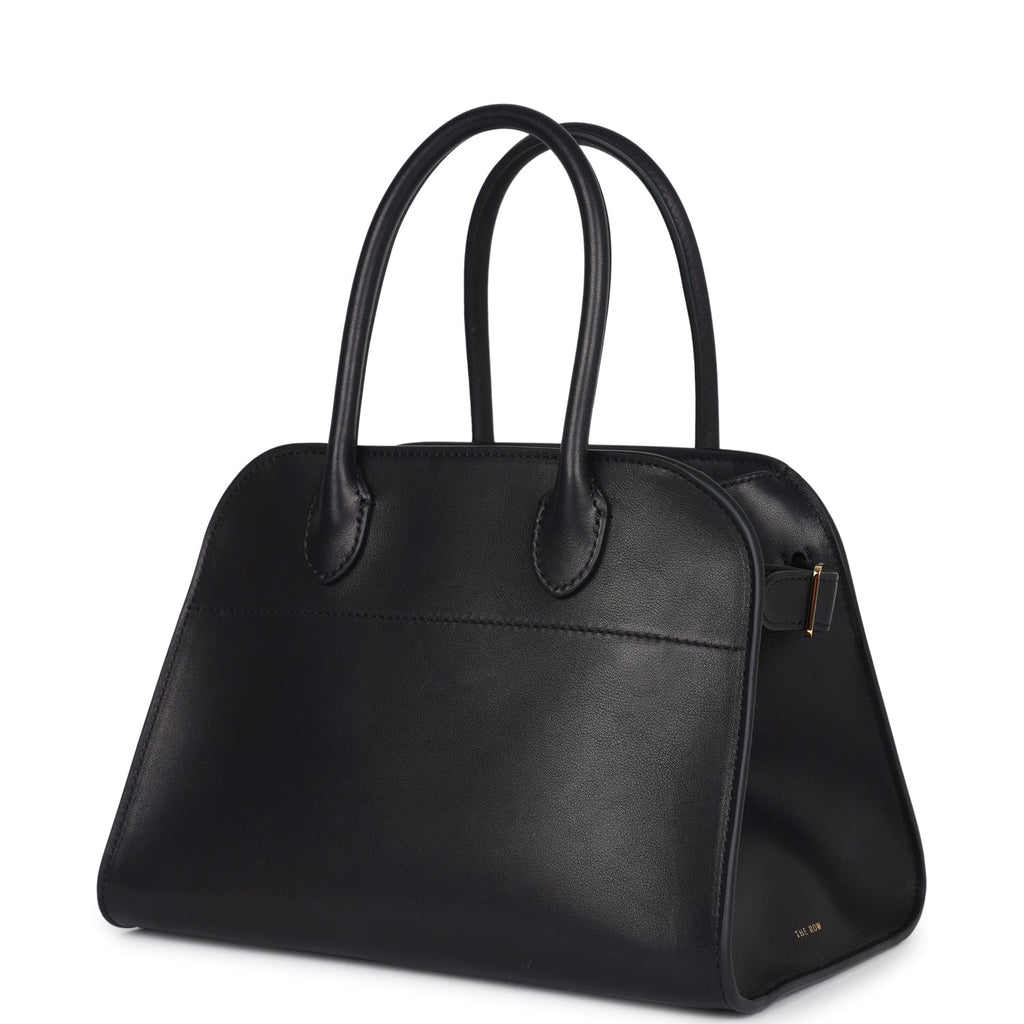 The Row Soft Margaux 10 Bag Black Saddle Leather Gold Hardware