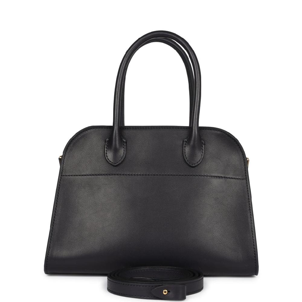 The Row Soft Margaux 10 Bag Black Saddle Leather Gold Hardware