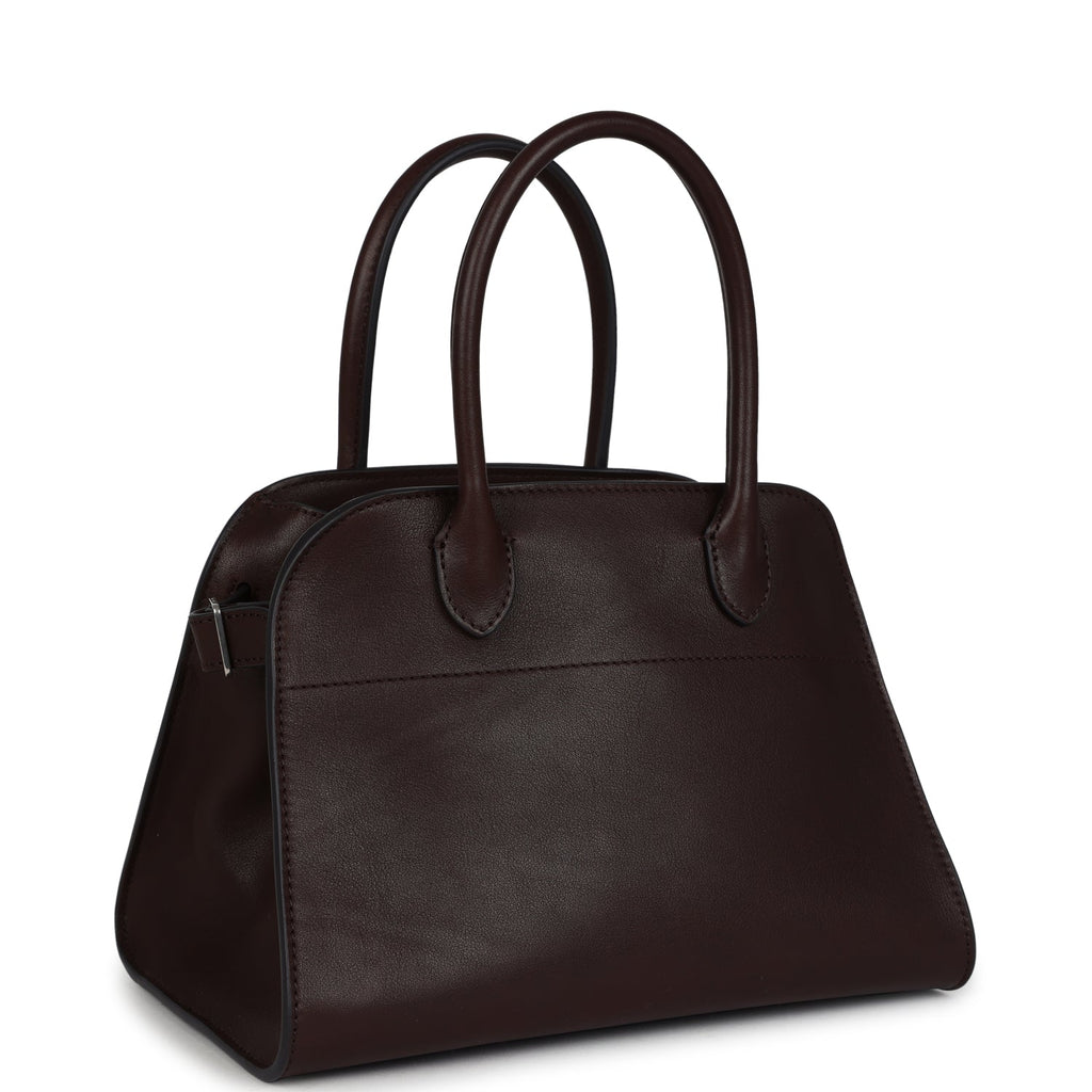 The Row Soft Margaux 10 Bag Chestnut Saddle Leather Silver Hardware