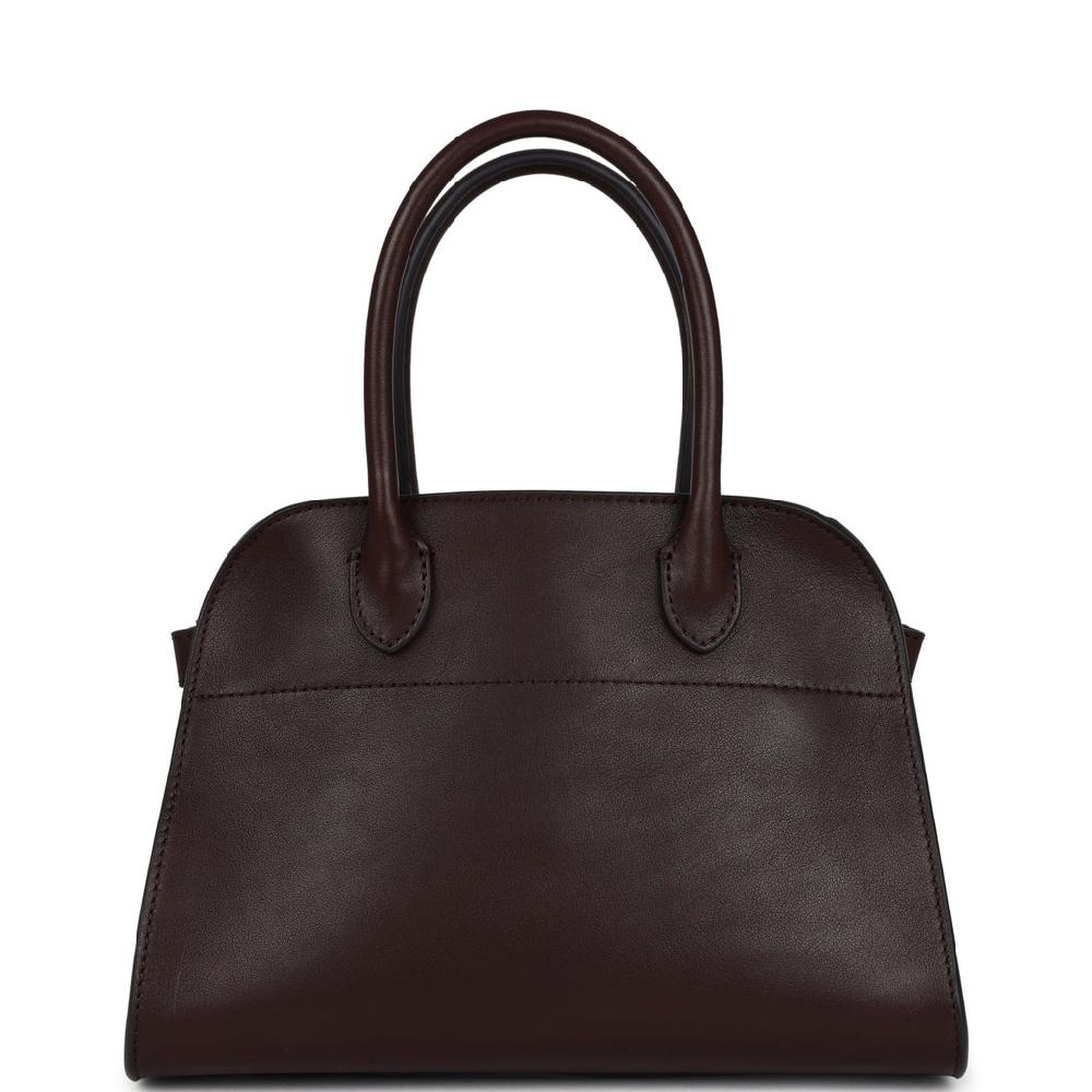 The Row Soft Margaux 10 Bag Chestnut Saddle Leather Silver Hardware
