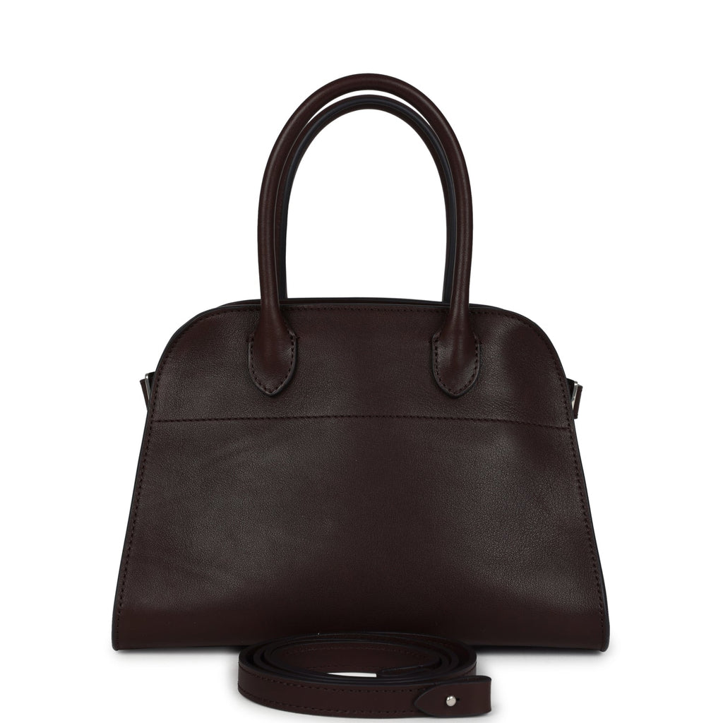The Row Soft Margaux 10 Bag Chestnut Saddle Leather Silver Hardware