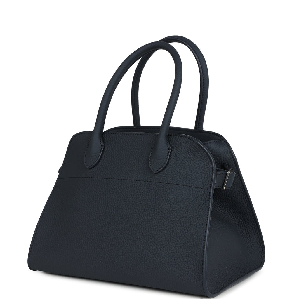 The Row Soft Margaux 10 Bag Dark Navy Calfskin Silver Hardware