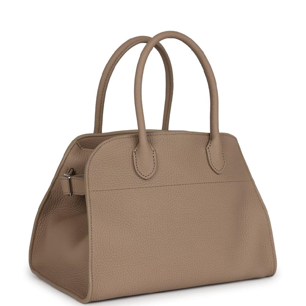 The Row Soft Margaux 10 Bag Dark Taupe Calfskin Silver Hardware