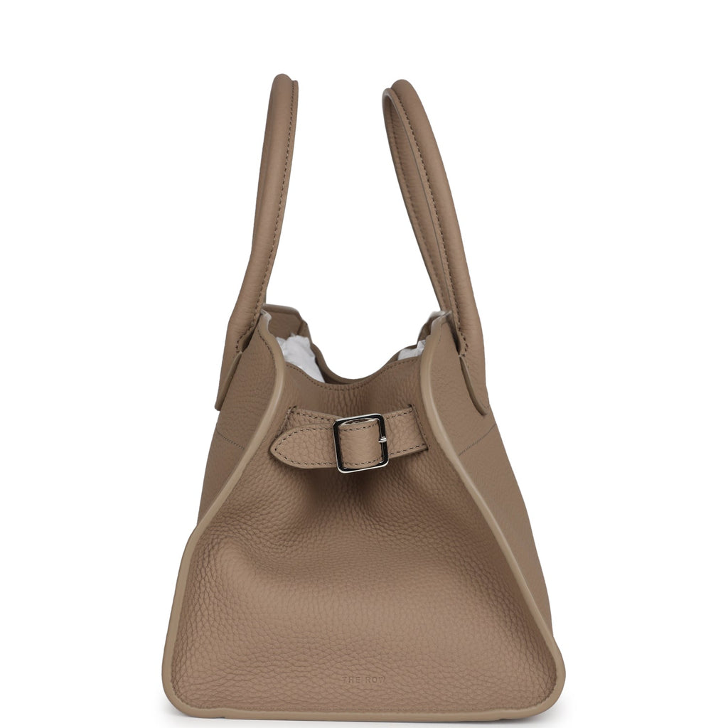The Row Soft Margaux 10 Bag Dark Taupe Calfskin Silver Hardware