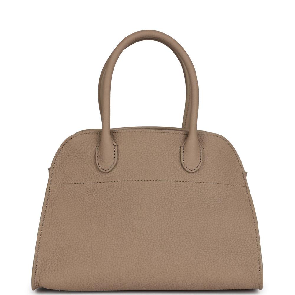 The Row Soft Margaux 10 Bag Dark Taupe Calfskin Silver Hardware