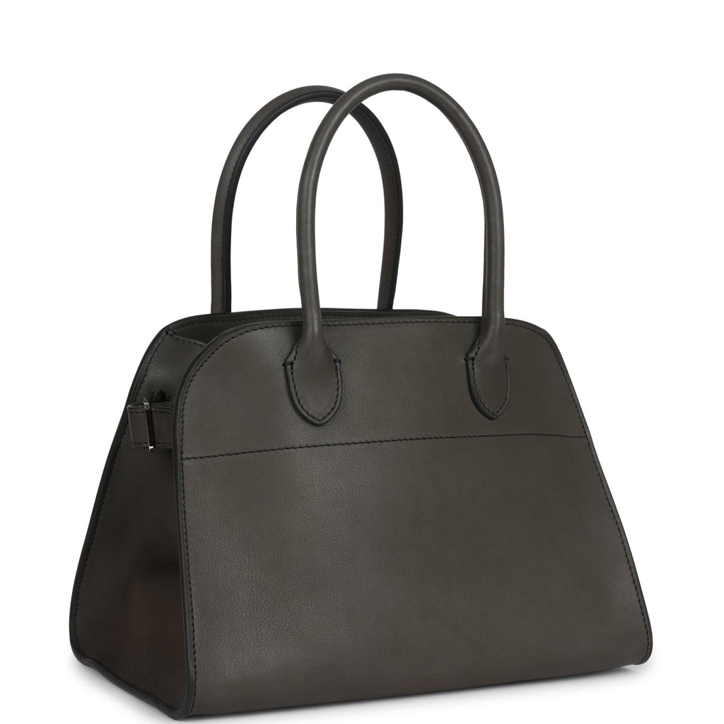 The Row Soft Margaux 10 Bag Koala Grey Saddle Leather Silver Hardware