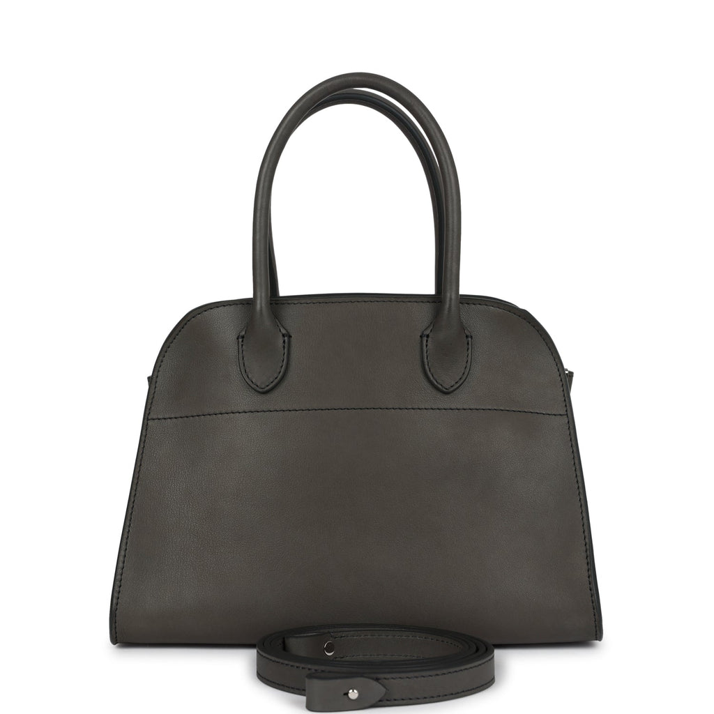 The Row Soft Margaux 10 Bag Koala Grey Saddle Leather Silver Hardware
