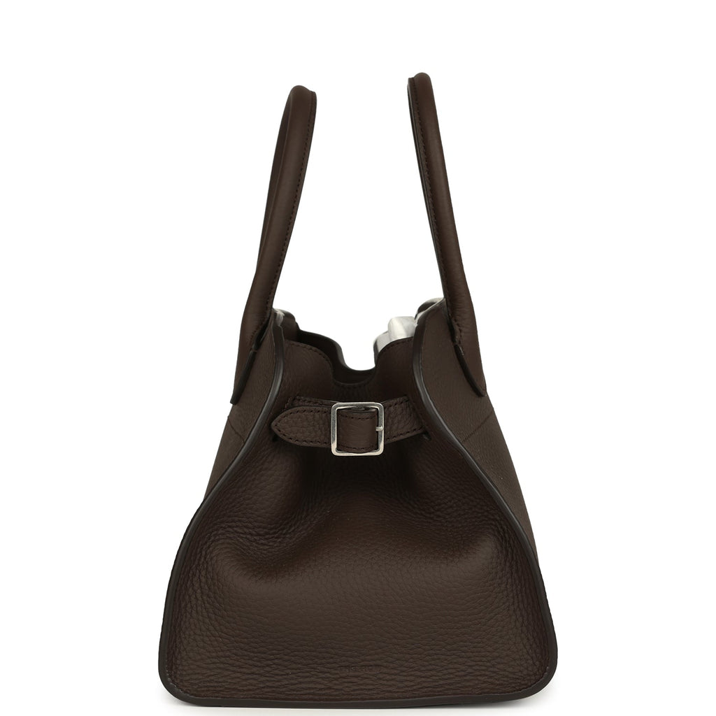 The Row Soft Margaux 10 Deep Brown Calfskin Silver Hardware