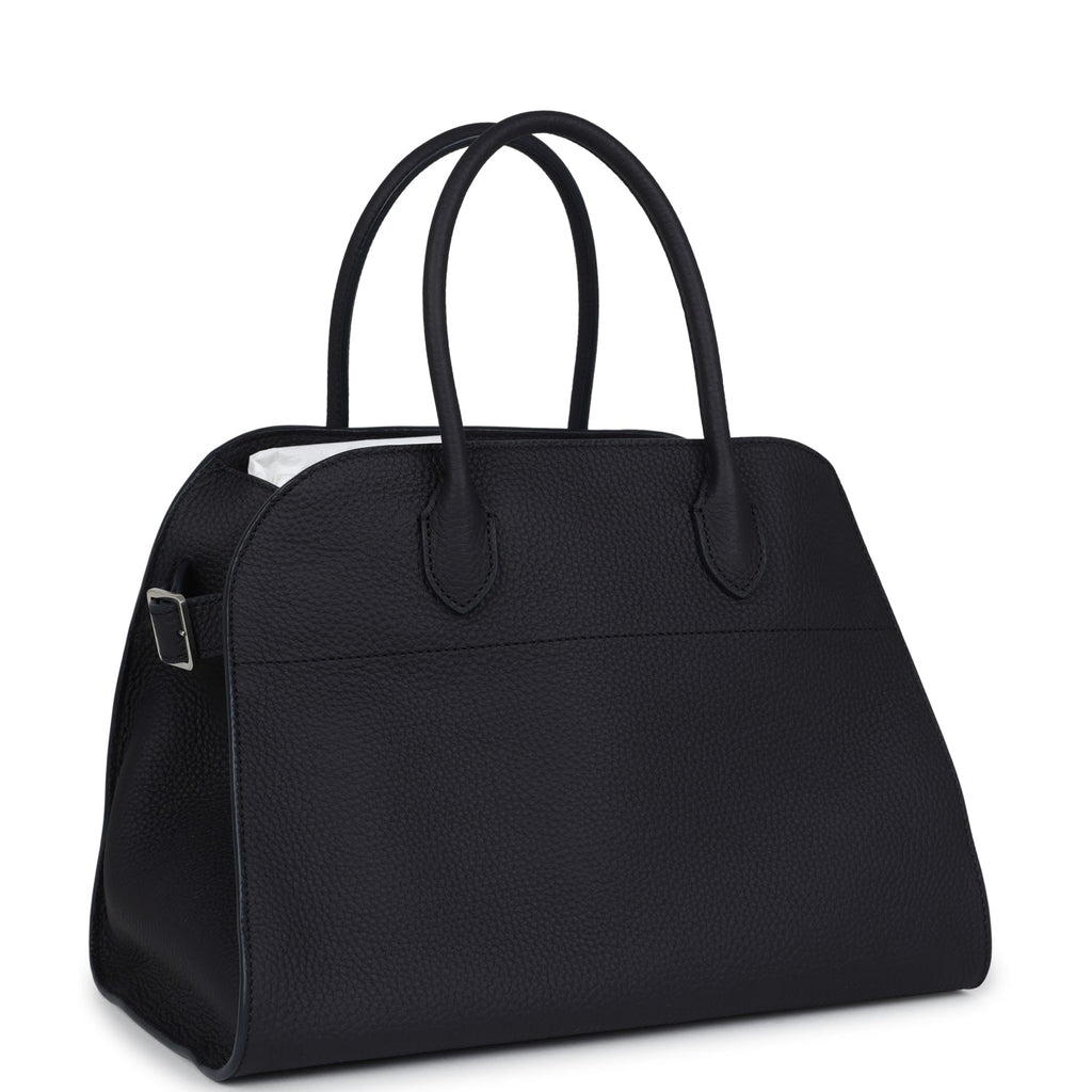 The Row Soft Margaux 12 Bag Midnight Calfskin Silver Hardware