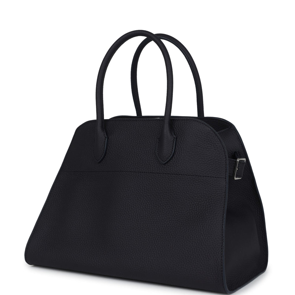 The Row Soft Margaux 12 Bag Midnight Calfskin Silver Hardware