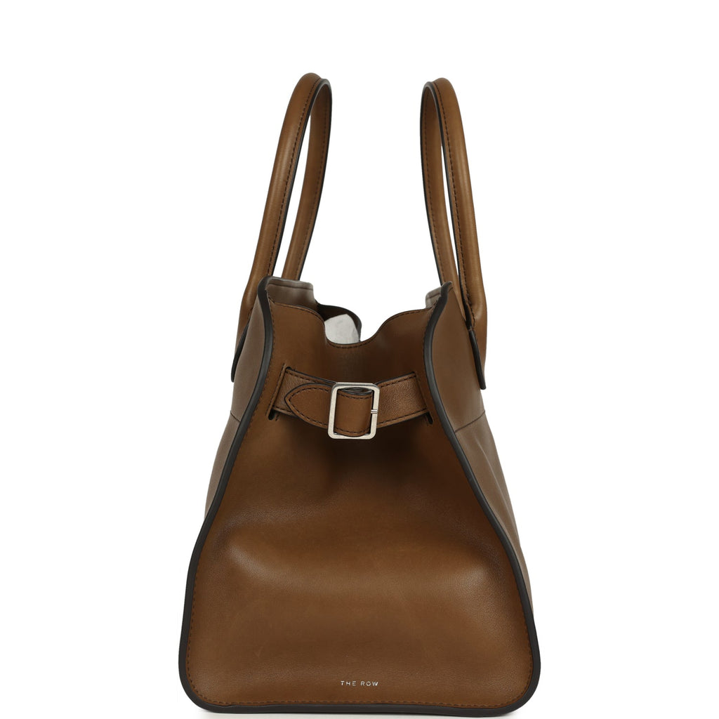 The Row Soft Margaux 12 Bag Muschio Saddle Leather Silver Hardware