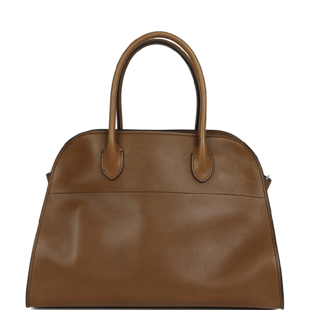 The Row Soft Margaux 12 Bag Muschio Saddle Leather Silver Hardware