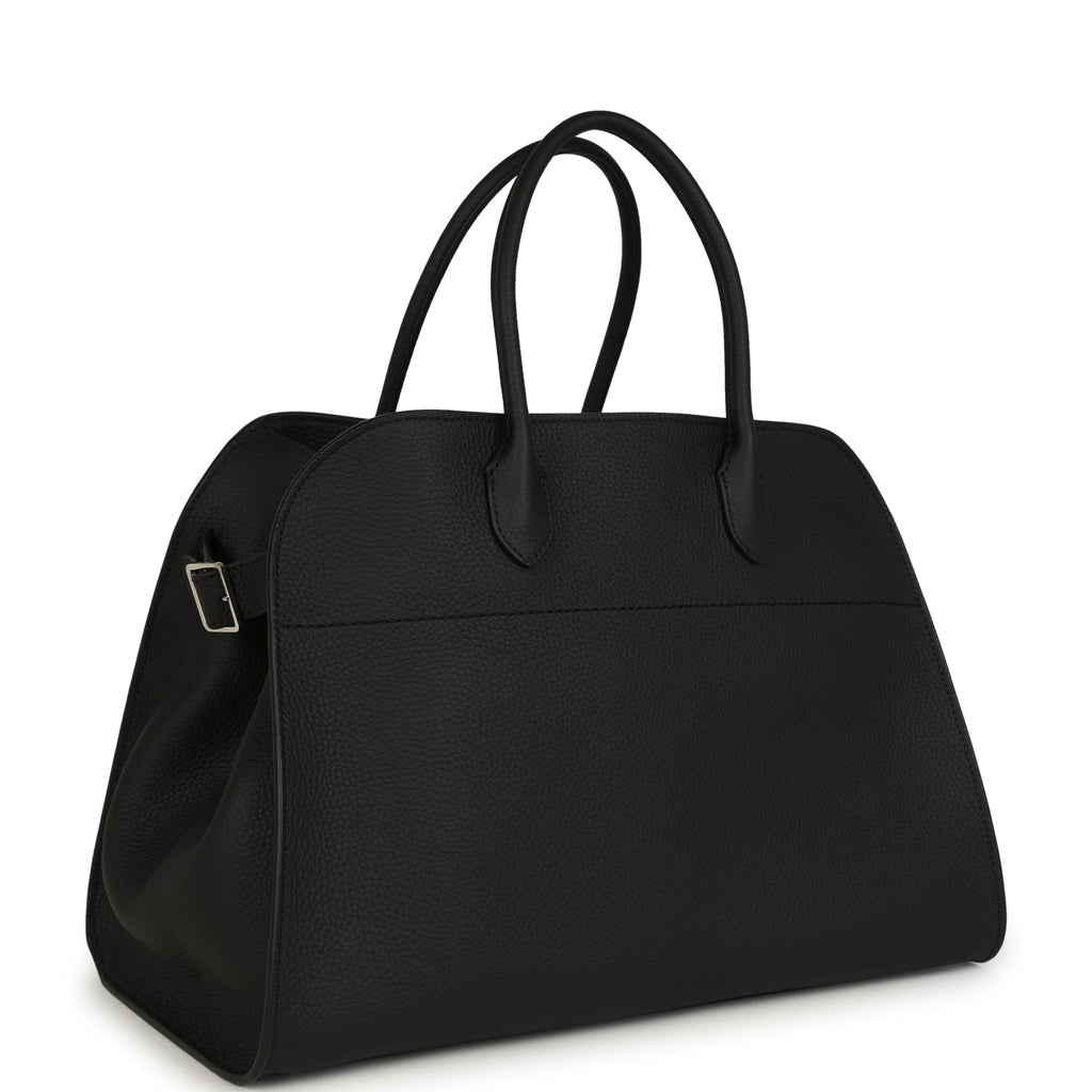 The Row Soft Margaux 15 Bag Black Calfskin Silver Hardware
