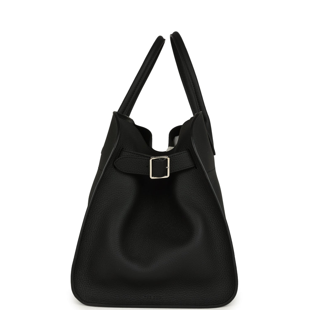 The Row Soft Margaux 15 Bag Black Calfskin Silver Hardware