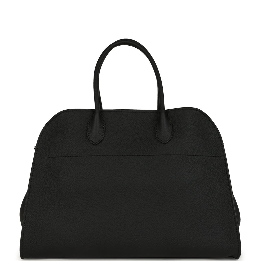 The Row Soft Margaux 15 Bag Black Calfskin Silver Hardware