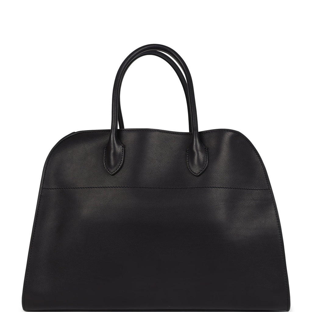 The Row Soft Margaux 15 Bag Black Saddle Gold Hardware