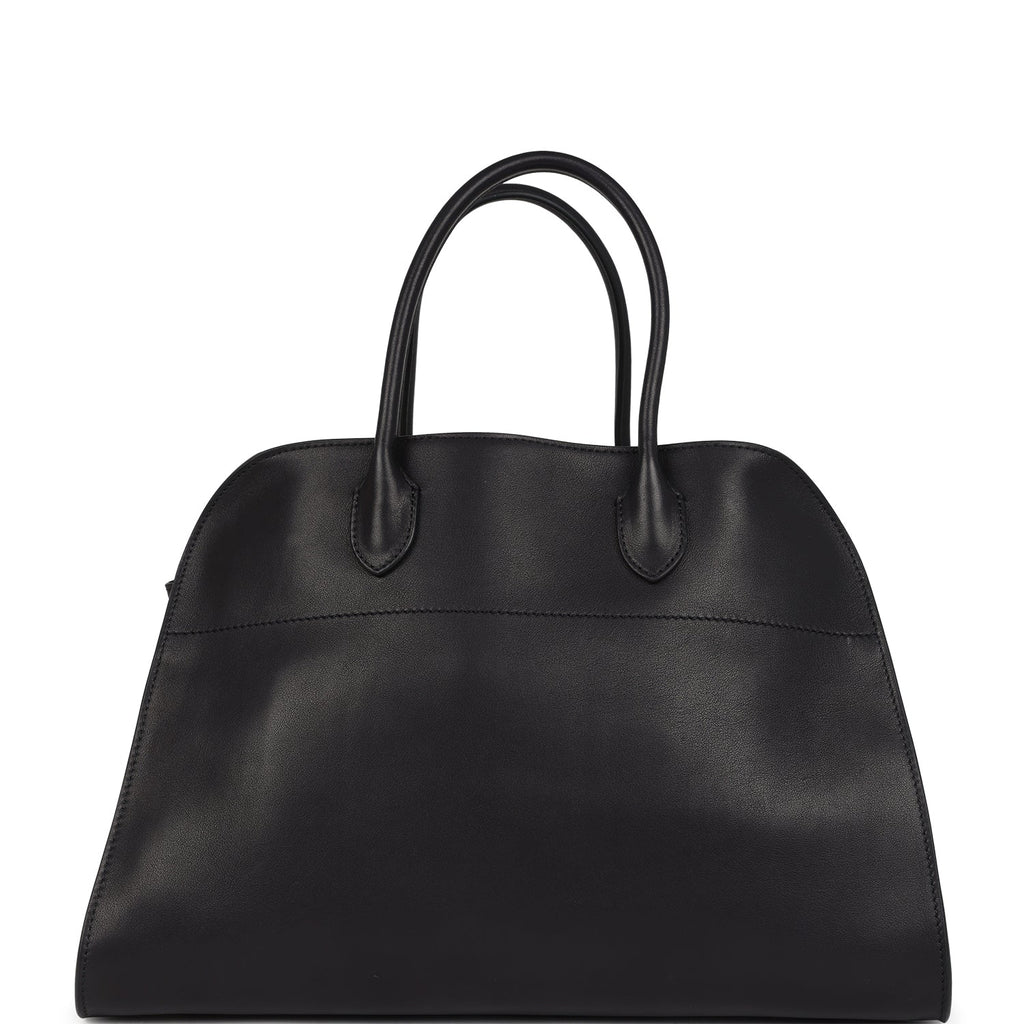 The Row Soft Margaux 15 Bag Black Saddle Gold Hardware